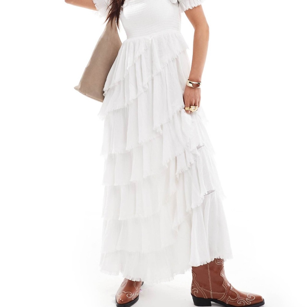 Miss Selfridge White Ruffled Midi Dress - Never Worn!